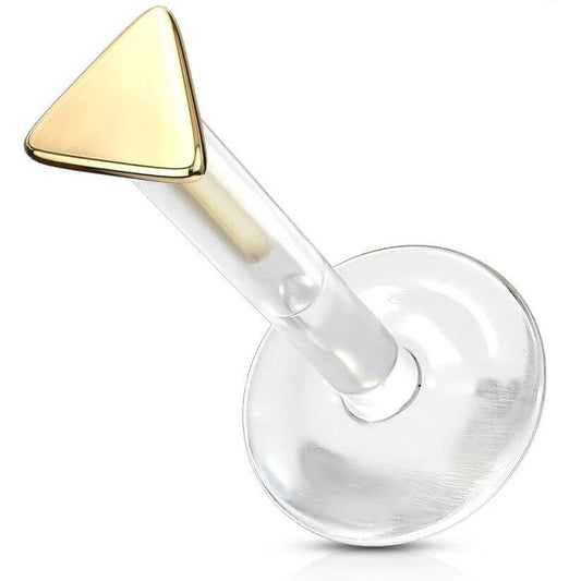 14 Karat Gold Labret Dreieck Flach Gelbgold Weißgold Push-In