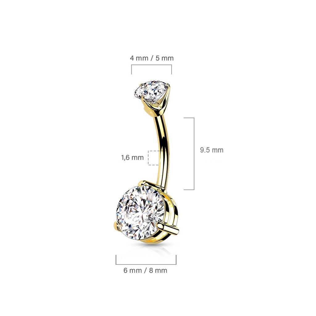 Oro 14 kt Piercing Ombelico Zircone / Opale rotondo