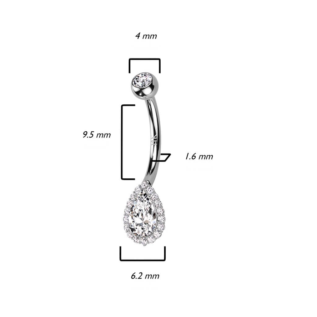 Oro 14 kt Piercing Ombelico Goccia in Zircone / Opale