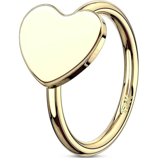 Solid Gold 14 Carat Ring Heart Bendable