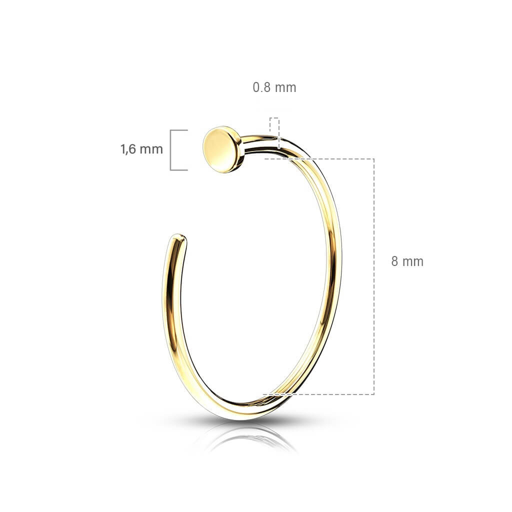 14 Karat Gold Nasenstecker Hoop Halber Hoop Ring Gelbgold Weißgold