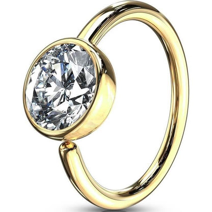 Solid Gold 14 Carat Ring Zirconia cup setting Bendable