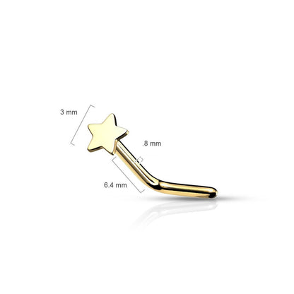 14 Karat Gold Nasenstecker L-Form Stern Gelbgold Weißgold