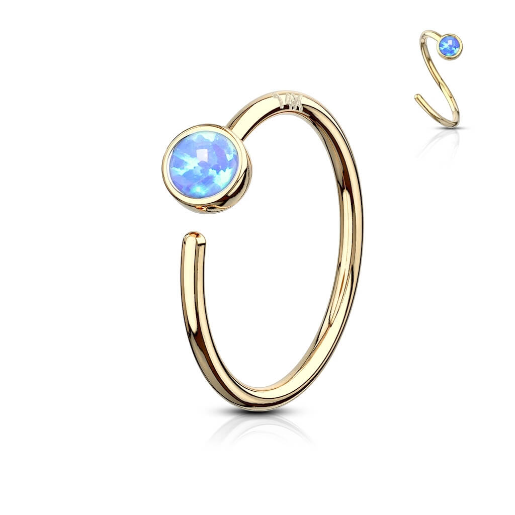 Solid Gold 14 Carat Ring Opal Bendable