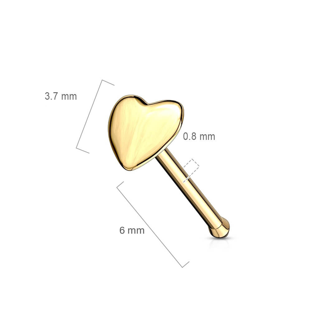 Oro 14 kt Stud Nasale Cuore