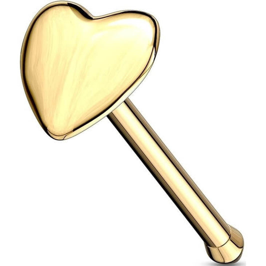 Solid Gold 14 Carat Nose Stud Heart