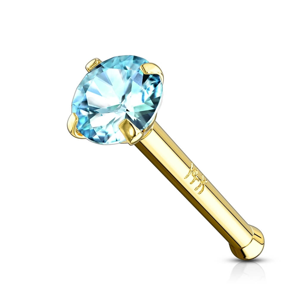 Solid Gold 14 Carat Nose Stud Zirconia