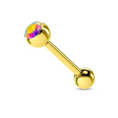 Barbell Kugel Zirkonia Gold