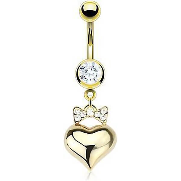 Piercing ombligo Corazón Oro Colgante Circonita