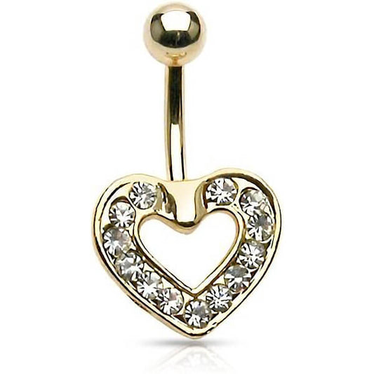 Belly Button Piercing Heart Zirconia Gold