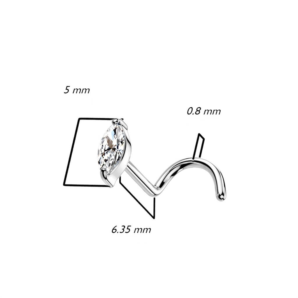 14 Karat Gold Nasenstecker Ellipse Zirkonia Gelbgold Weißgold