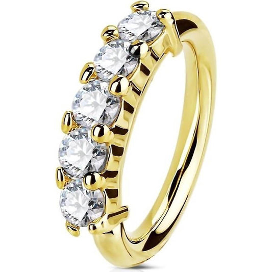 Oro 14kt Anillo 5 Circonitas Flexible