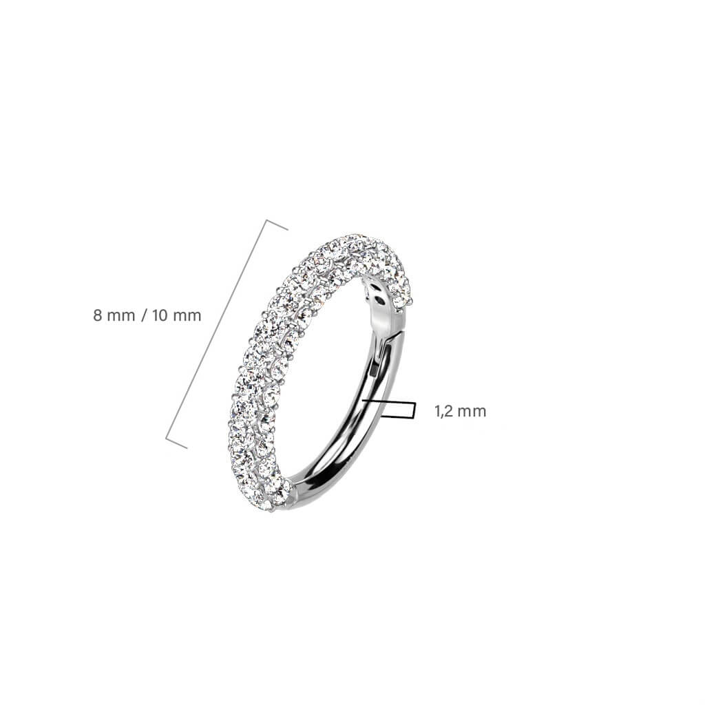 Oro 14 kt Anello Piercing Zirconi Clicker