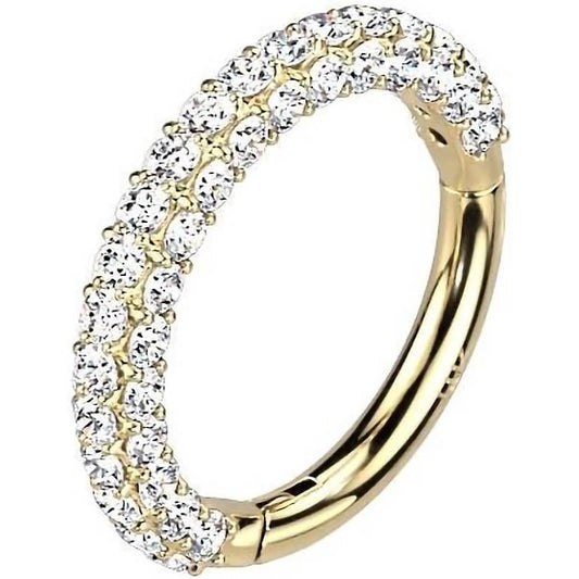 Solid Gold 14 Carat Ring Zirconia Clicker