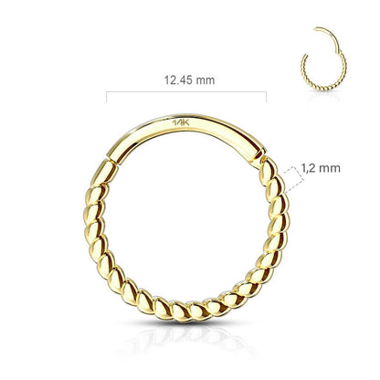 Oro 14 kt Anello Piercing Design corda Clicker