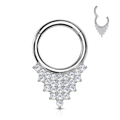 Oro 14kt Septum Piercing Circonita Triángulo Clicker