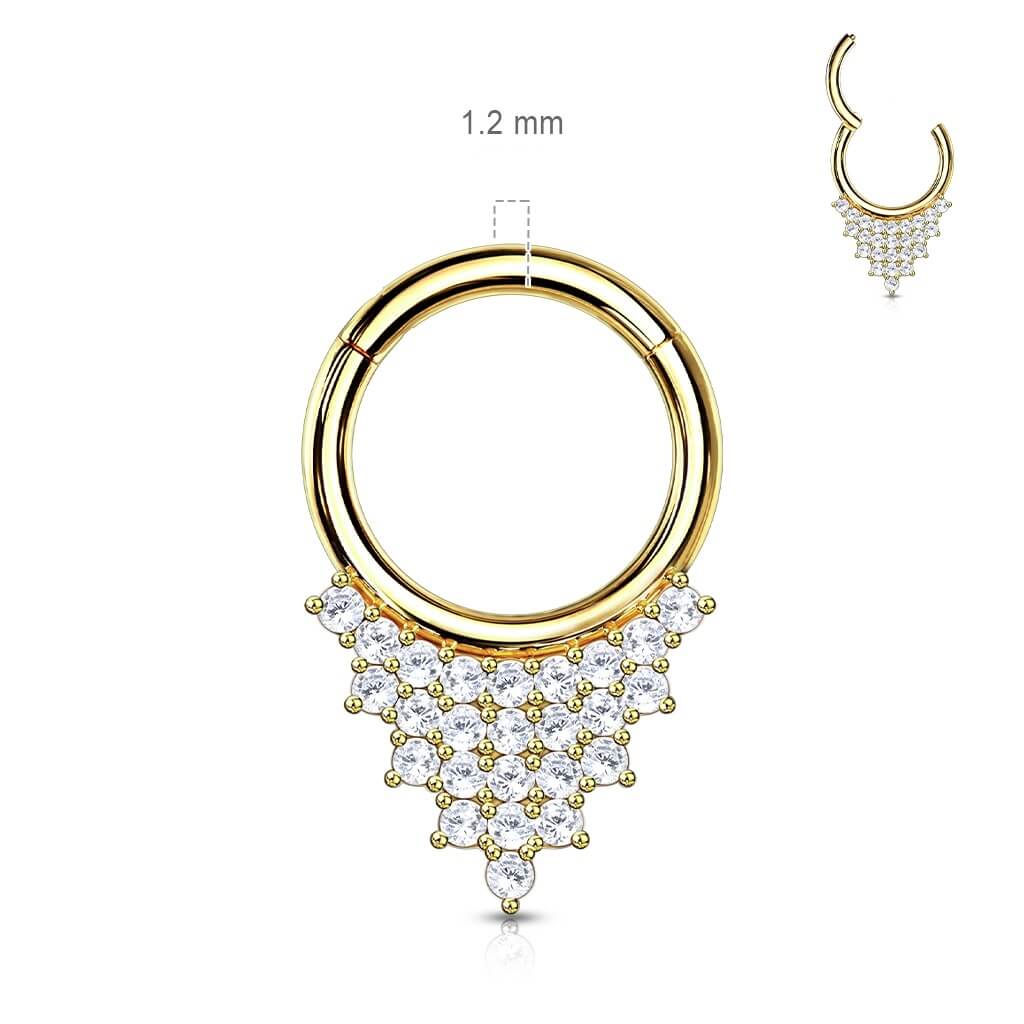 Solid Gold 14 Carat Septum Piercing Triangle Zirconia Clicker