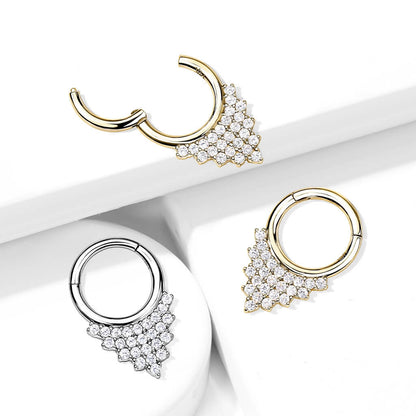 14 Karat Gold Septum Piercing Dreieck Zirkonia Gelbgold Weißgold Clicker