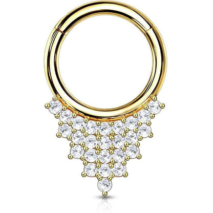 Solid Gold 14 Carat Septum Piercing Triangle Zirconia Clicker