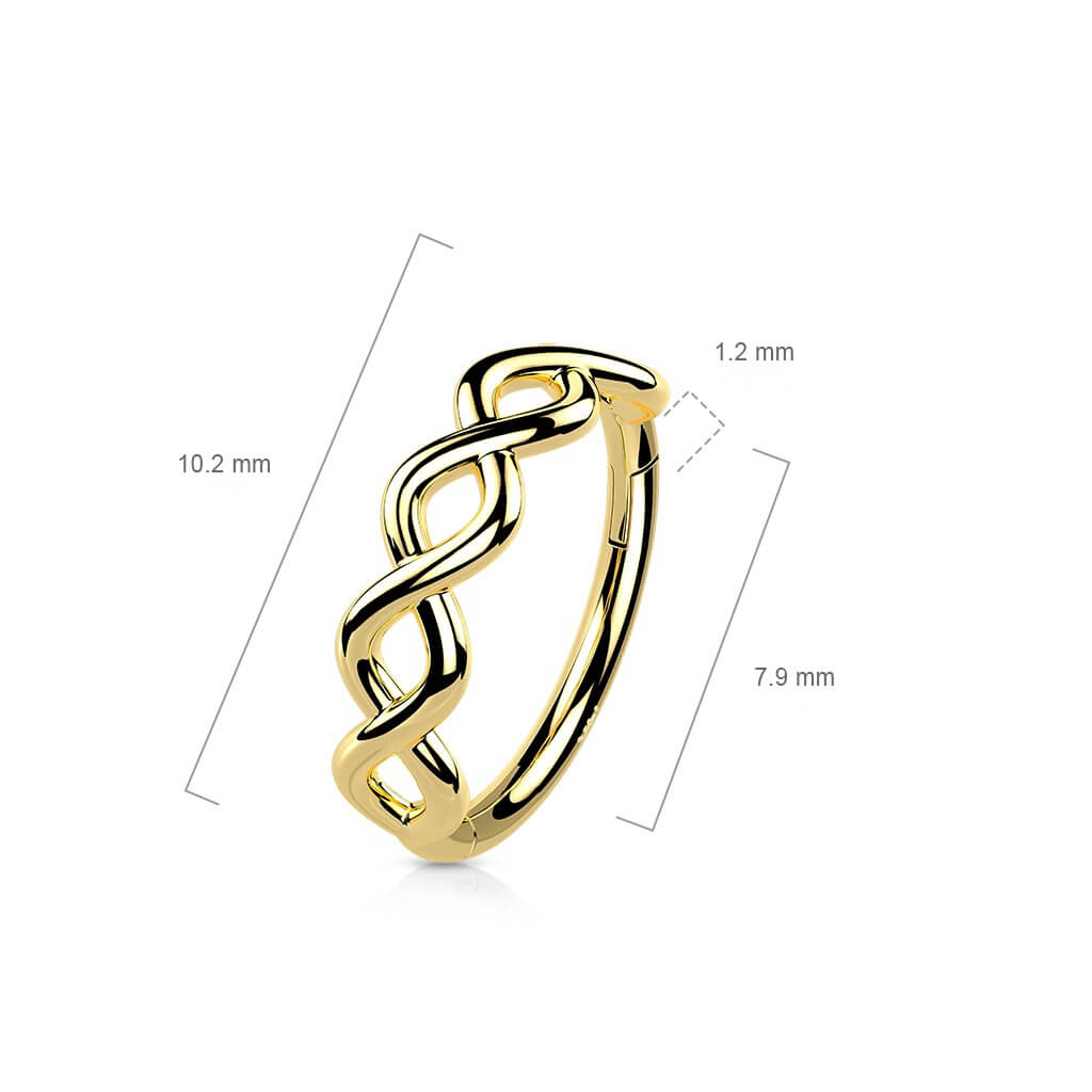 Solid Gold 14 Carat Ring infinity Clicker