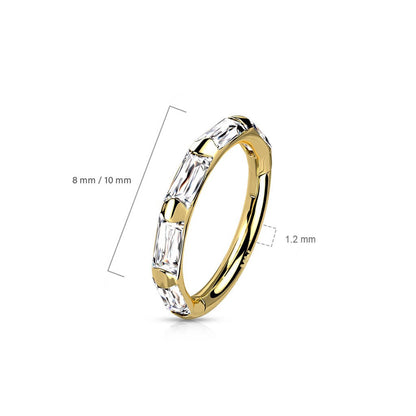 Or 14kt Anneau Zircone Rectangle Cliqueur