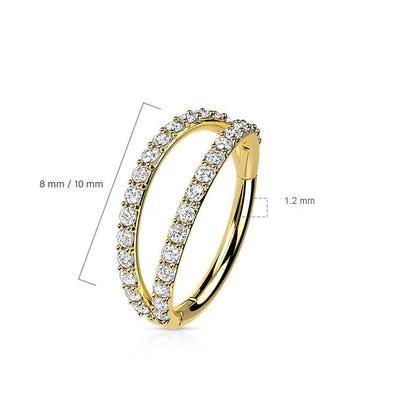 Solid Gold 14 Carat Ring Zirconia Clicker