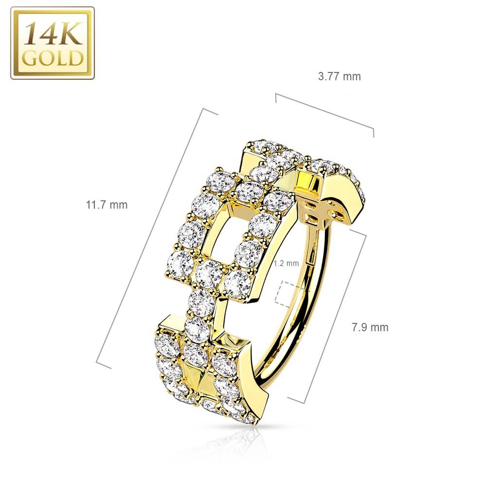 14 Karat Gold Ring Zirkonia Pave´Fassung Gelbgold Weißgold Clicker