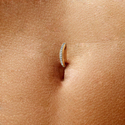 Solid Gold 14 Carat Belly Button Piercing top down Zirconia Clicker