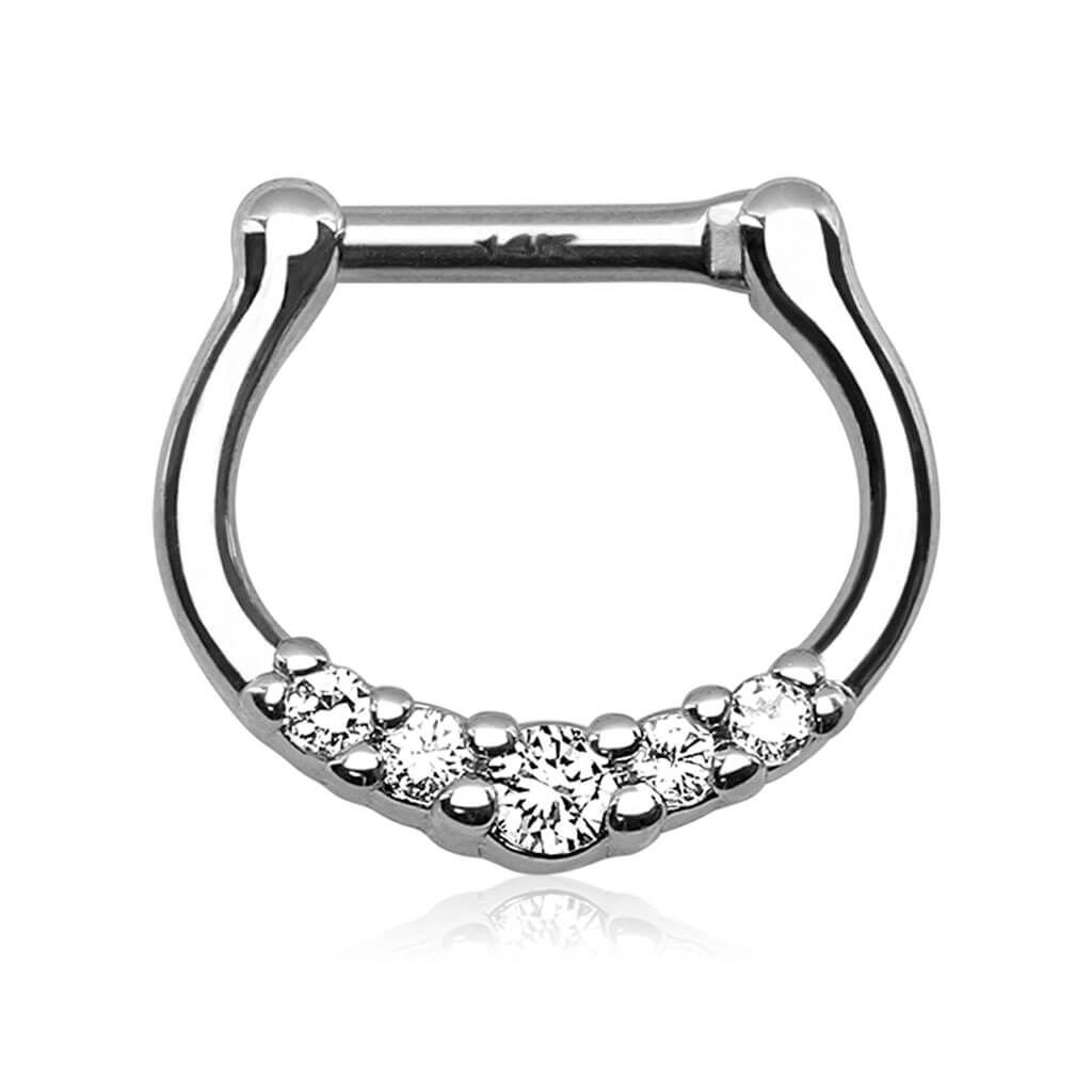 Oro 14kt Septum Piercing Circonita recta Clicker