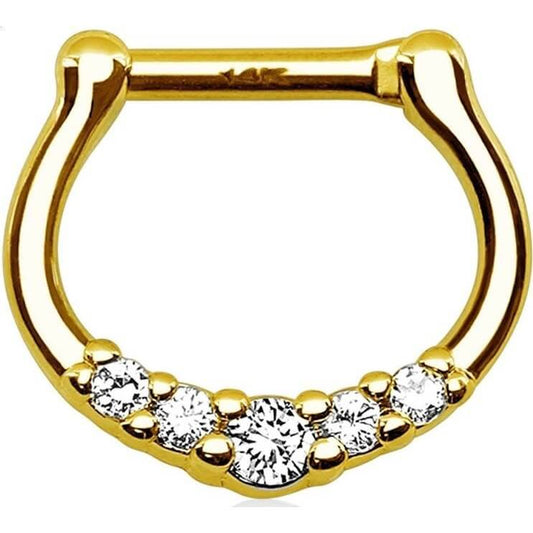 Oro 14 kt Piercing Septum  Zirconi  Clicker