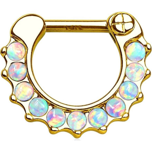 Złoto 585 septum opal clicker