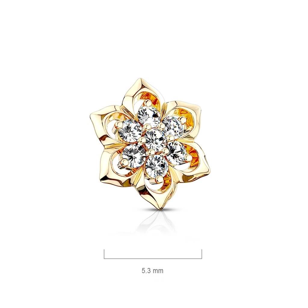 14 Karat Gold Blume Zirkonia Gelbgold Weißgold Innengewinde