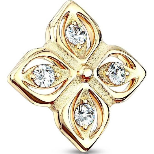 Oro 14kt Circonita flor Rosca interna