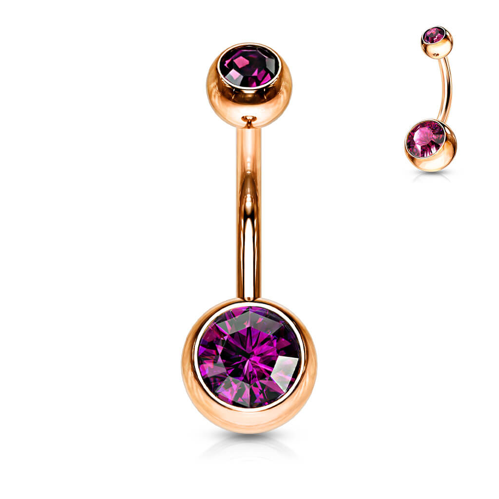 Piercing Ombelico Zirconi e oro rosa 