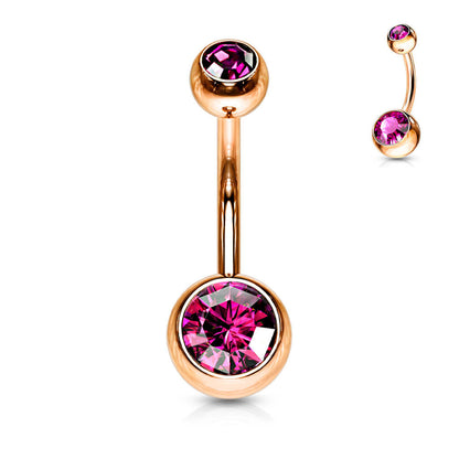 Piercing Ombelico Zirconi e oro rosa 