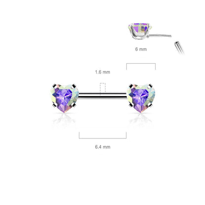 Nipple Piercing Heart Zirconia Push-In