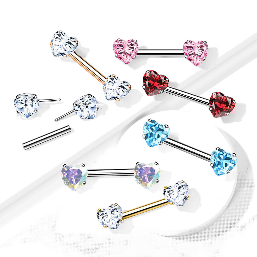 Nipple Piercing Heart Zirconia Push-In