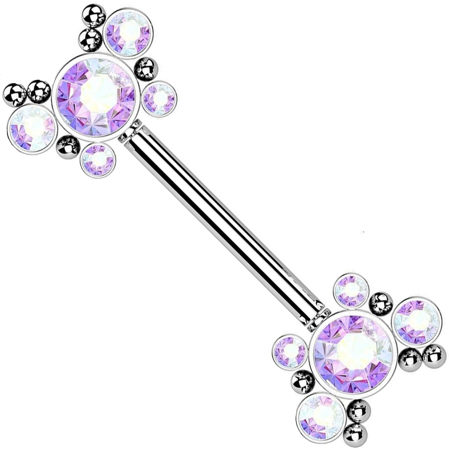 Nipple Piercing Butterflies Zirconia Silver Push-In