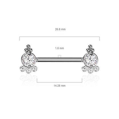 Nipple Piercing Zirconia Gold Push-In