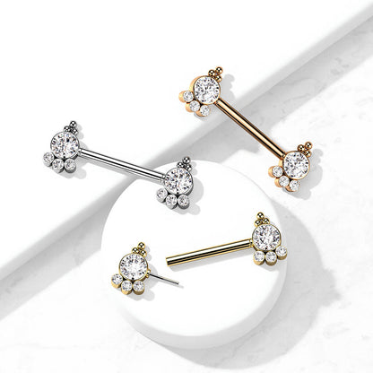 Piercing Capezzolo Zirconi e Oro Push-In