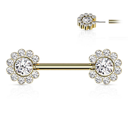 Nipple Piercing Flower Zirconia Push-In