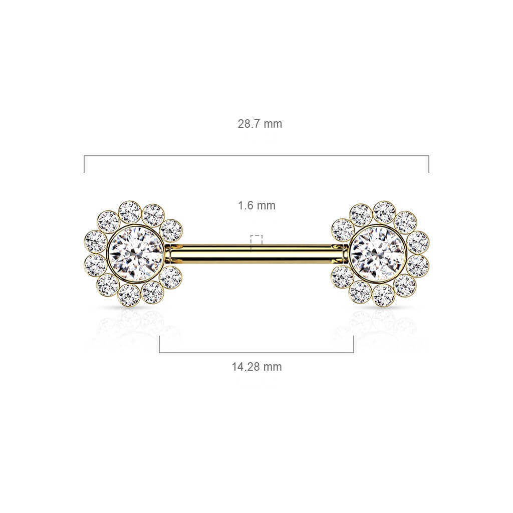 Nipple Piercing Flower Zirconia Push-In