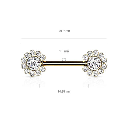 Nipple Piercing Flower Zirconia Push-In