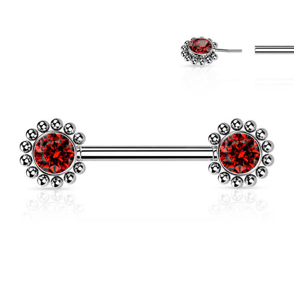 Piercing Capezzolo Fiori di zirconi Push-In