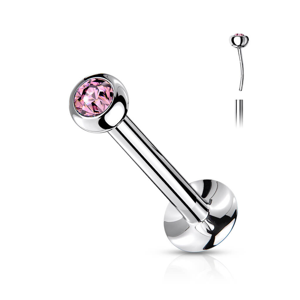 Labret Kugel Zirkonia Silber Push-In