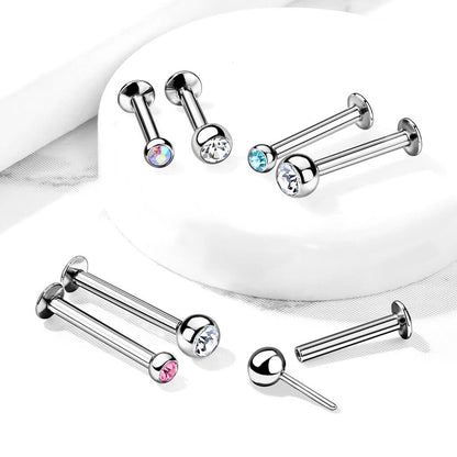 Labret kulka cyrkonia srebrny push-in