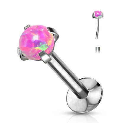 Labret Opal Rund Krappenfassung Silber