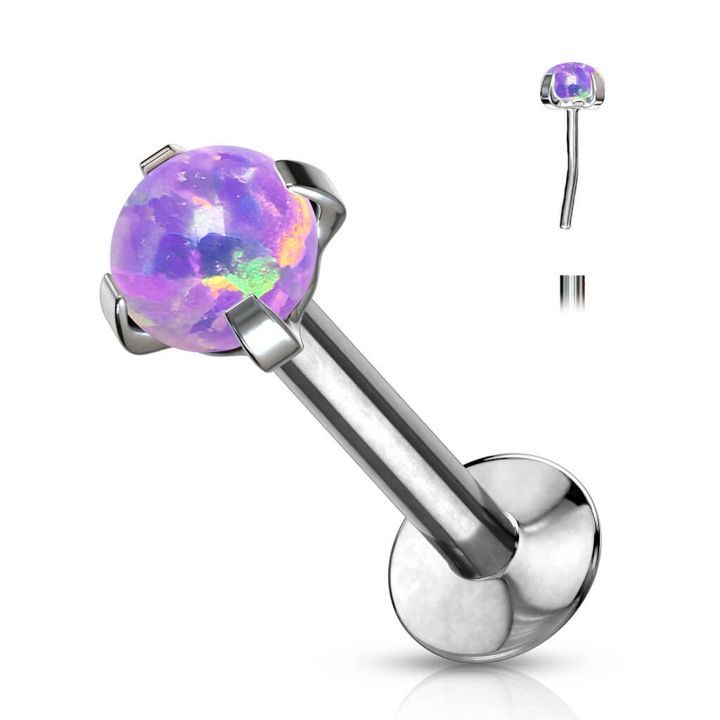 Labret Opal Rund Krappenfassung Silber