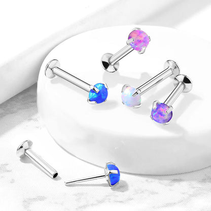 Labret Opal Rund Krappenfassung Silber