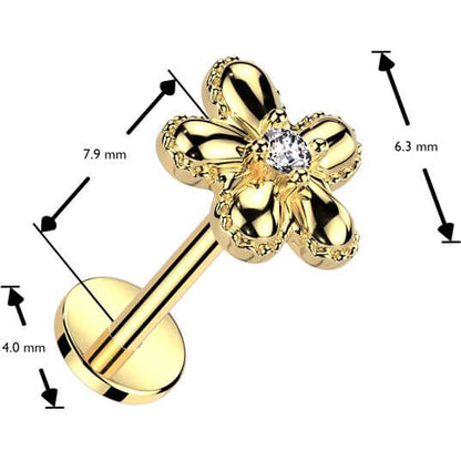 Labret Blume Zirkonia Push-In